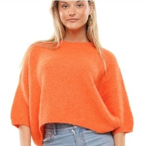 Fuzzy Pumpkin Crop Sweater